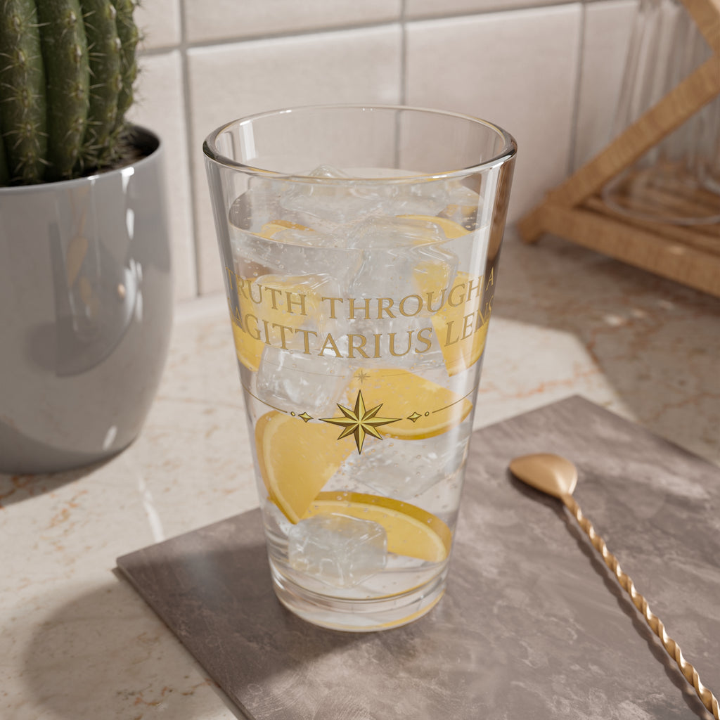 Sagittarius Mixing Glass 16oz — 'A Higher Truth Through a Sagittarius Lens' Zodiac Cocktail Pint
