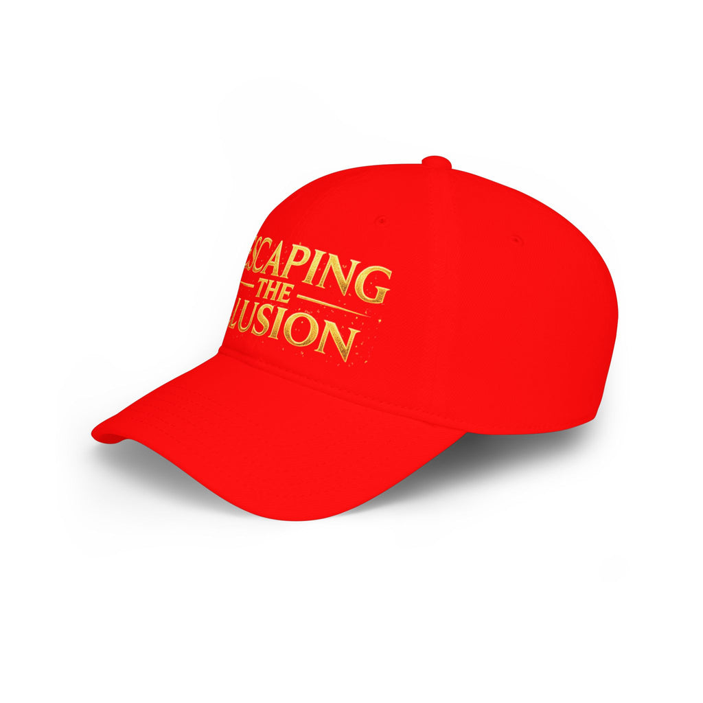 Escaping the Illusion Baseball Cap — Gold Text Low Profile Hat