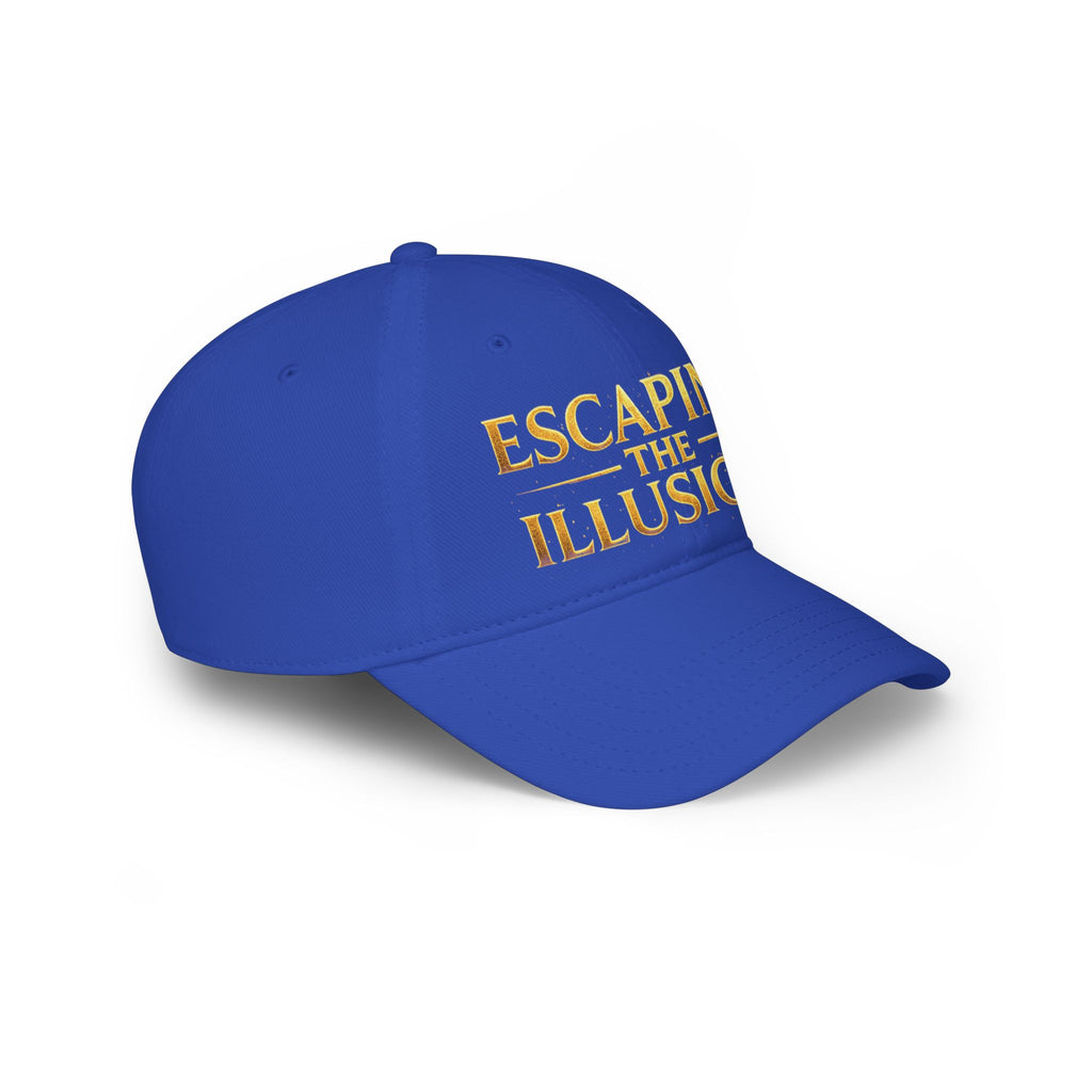 Escaping the Illusion Baseball Cap — Gold Text Low Profile Hat