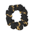 Black & Gold Flame Scrunchie – Stylish Metallic Accent Hair Accessory