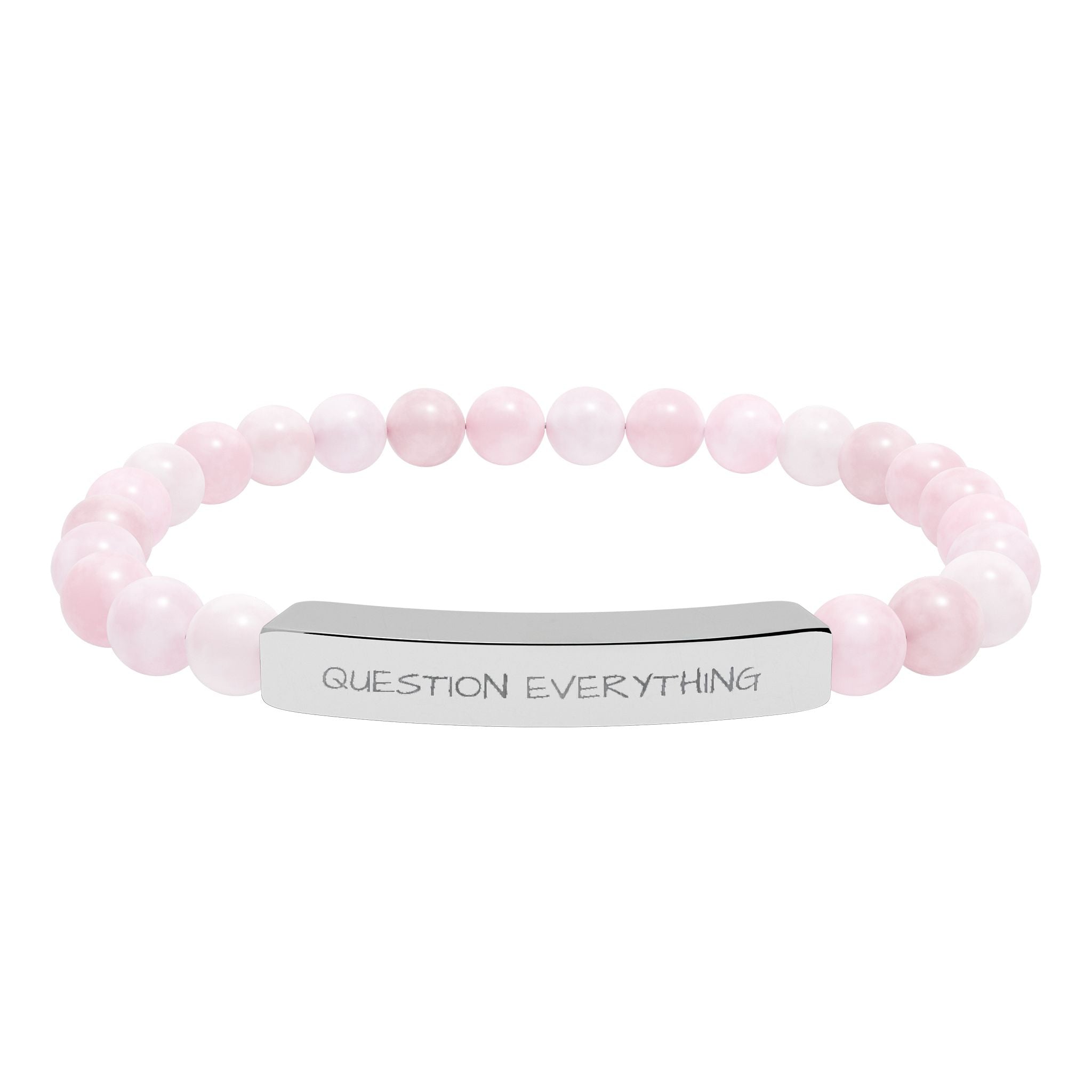 Engraved Natural Stone Stretch Bracelet — Personalized Bar Bead Bracelet