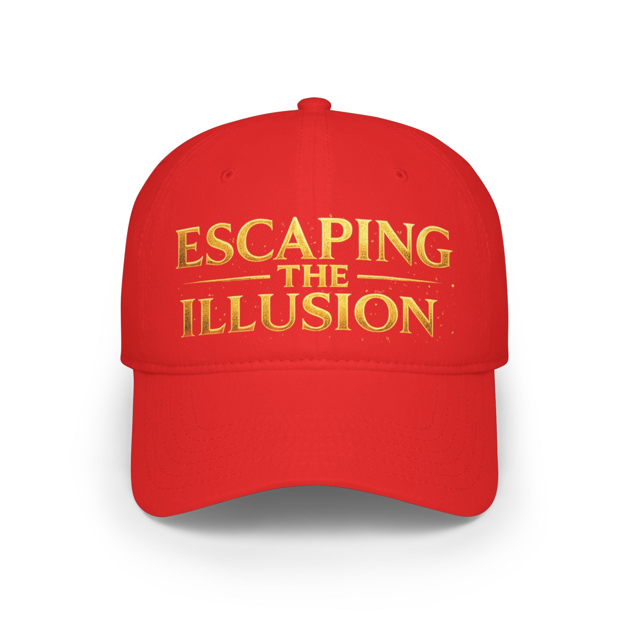 Escaping the Illusion Baseball Cap — Gold Text Low Profile Hat