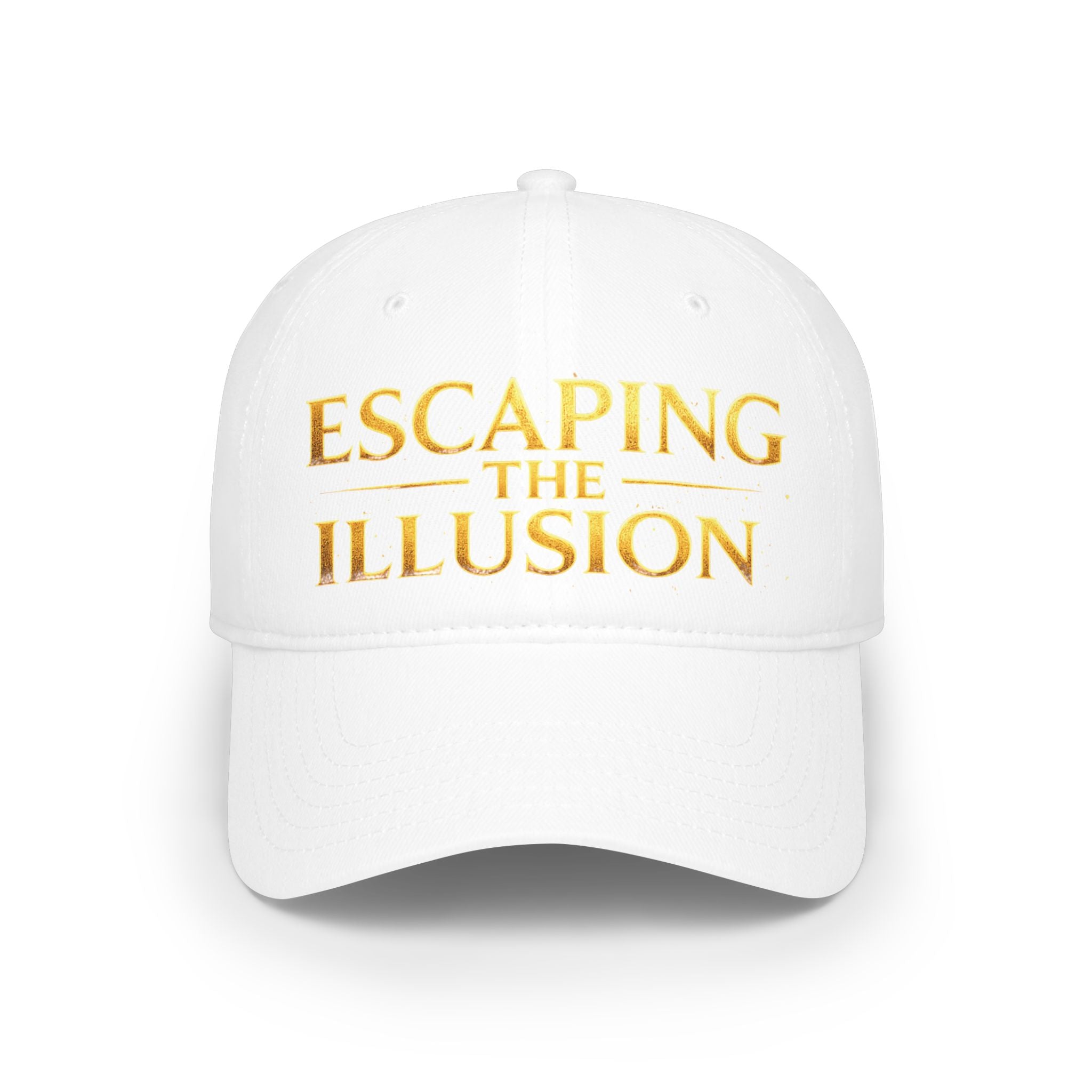 Escaping the Illusion Baseball Cap — Gold Text Low Profile Hat