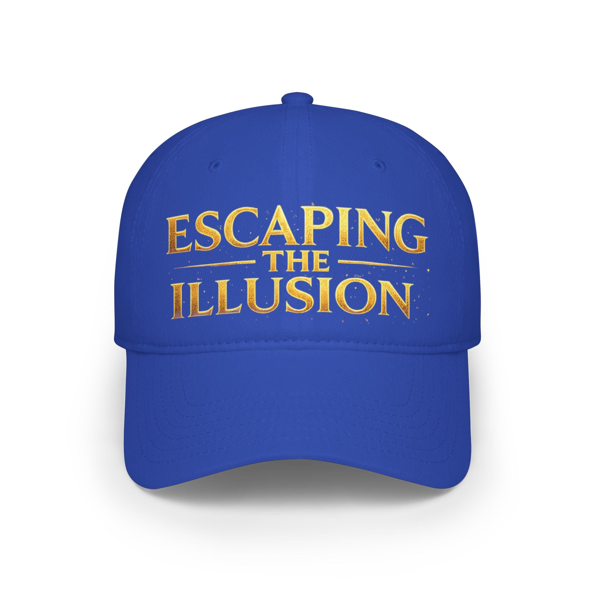 Escaping the Illusion Baseball Cap — Gold Text Low Profile Hat