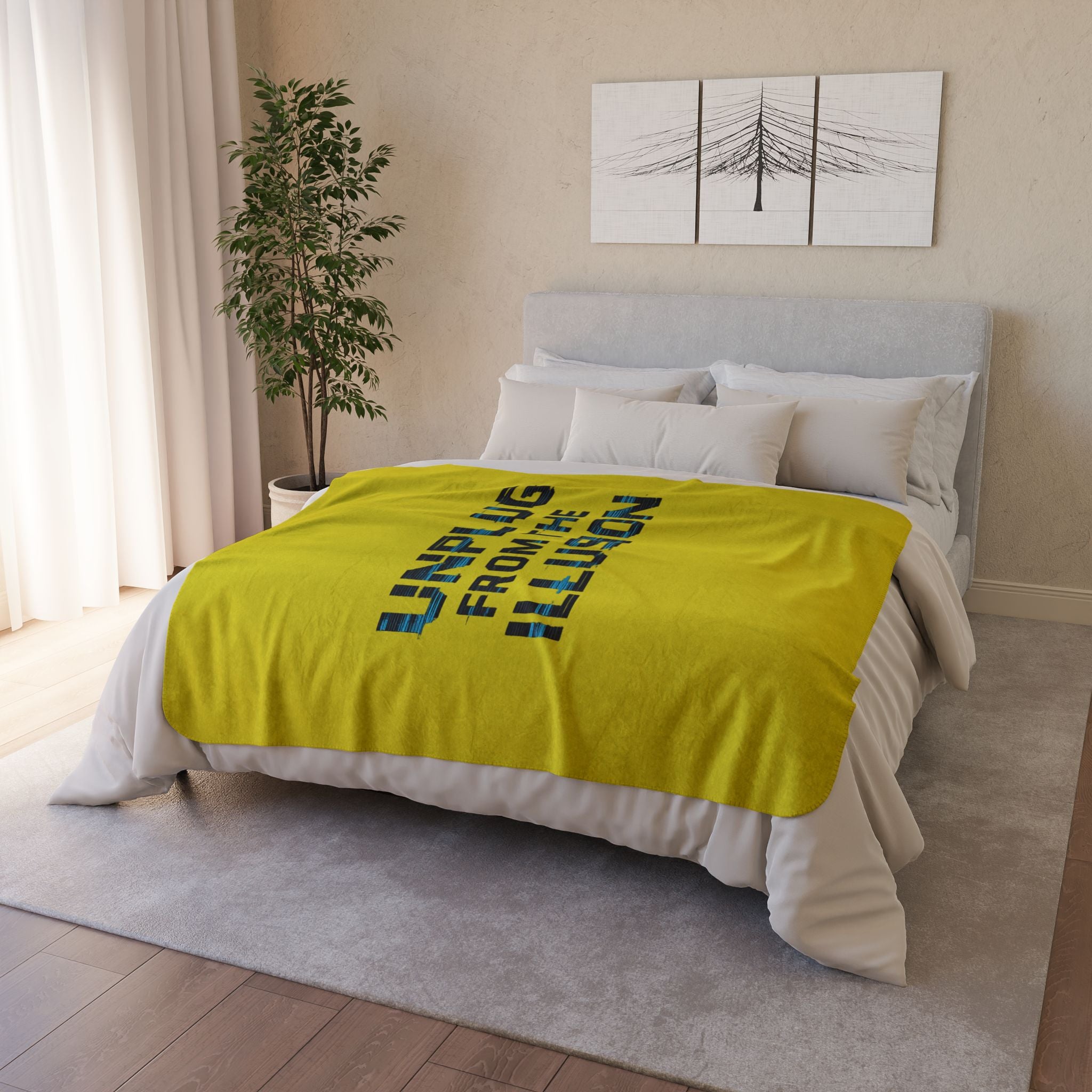 Sherpa Blanket — "Unplug From The Illusion" Cozy Fleece Throw