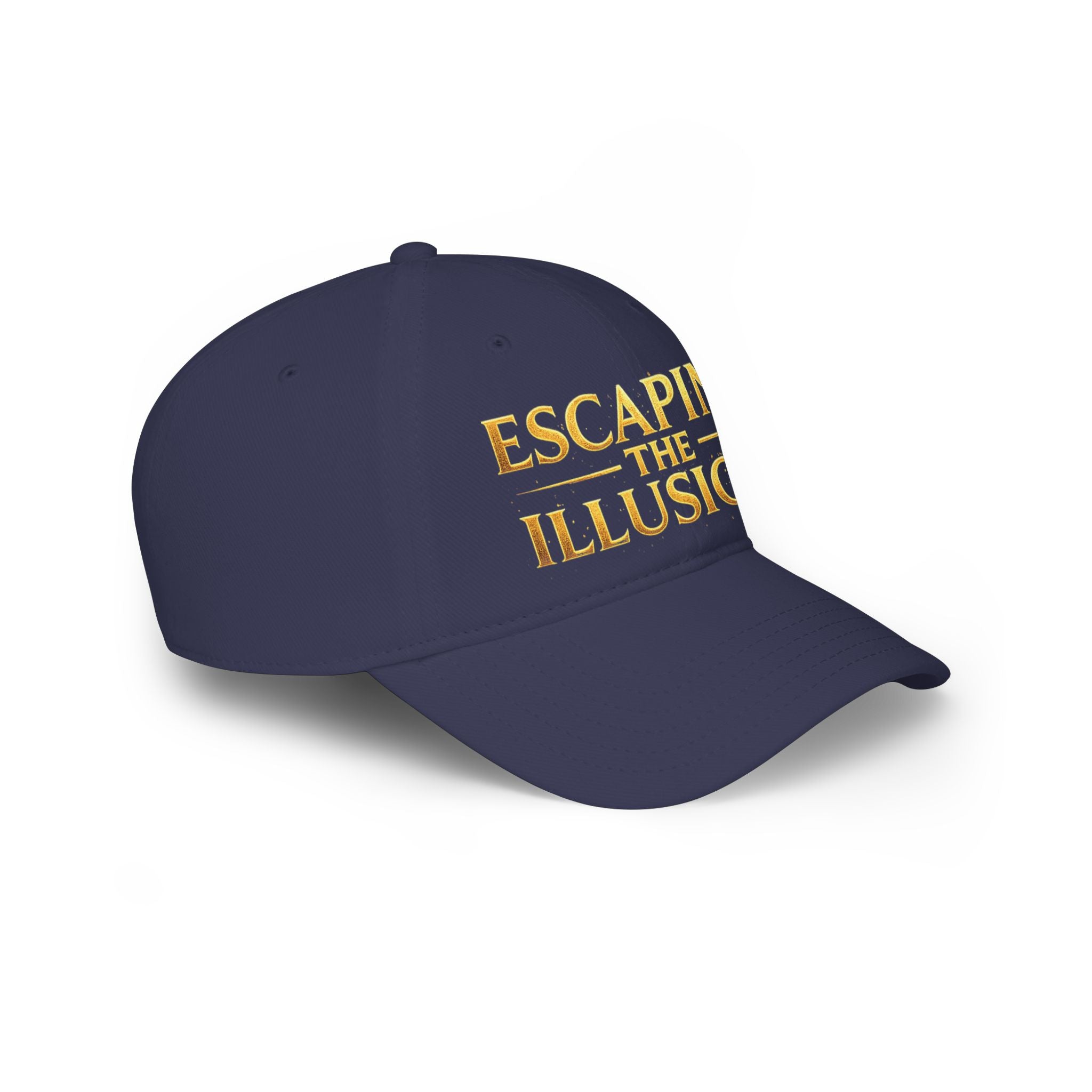 Escaping the Illusion Baseball Cap — Gold Text Low Profile Hat