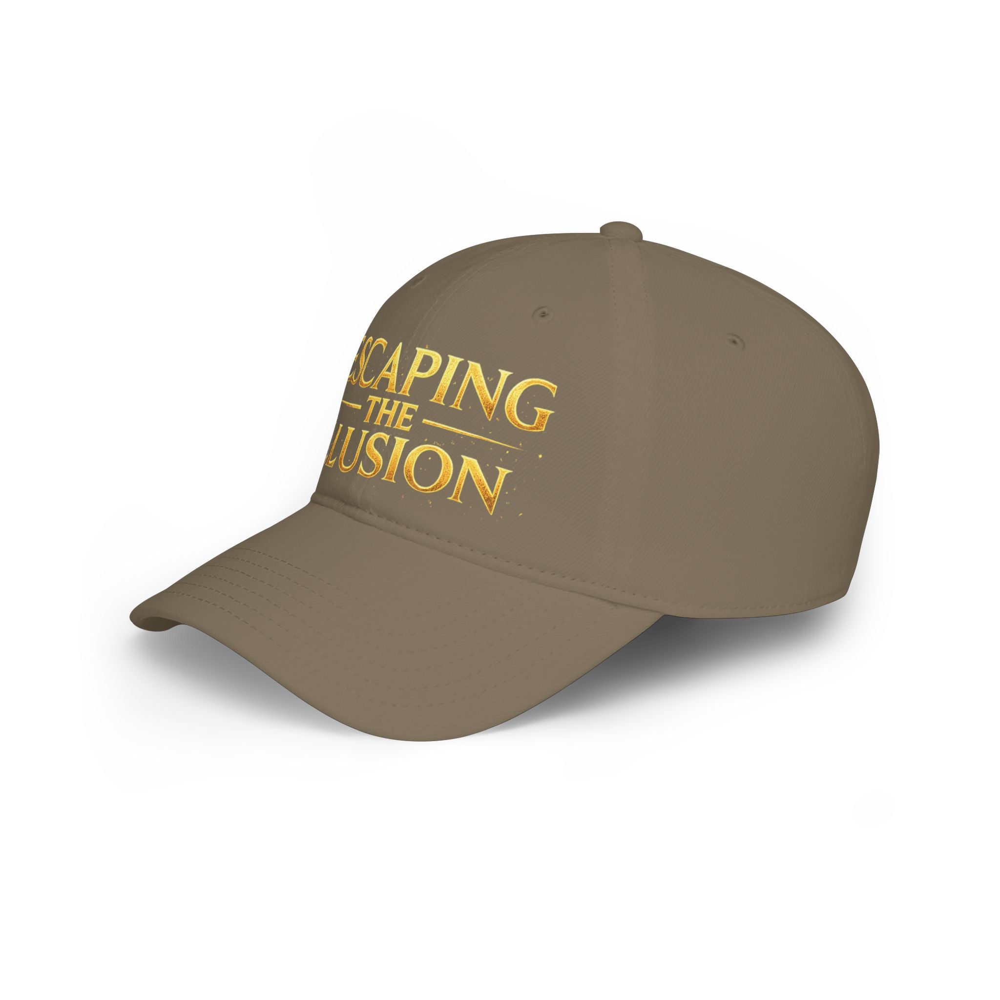 Escaping the Illusion Baseball Cap — Gold Text Low Profile Hat