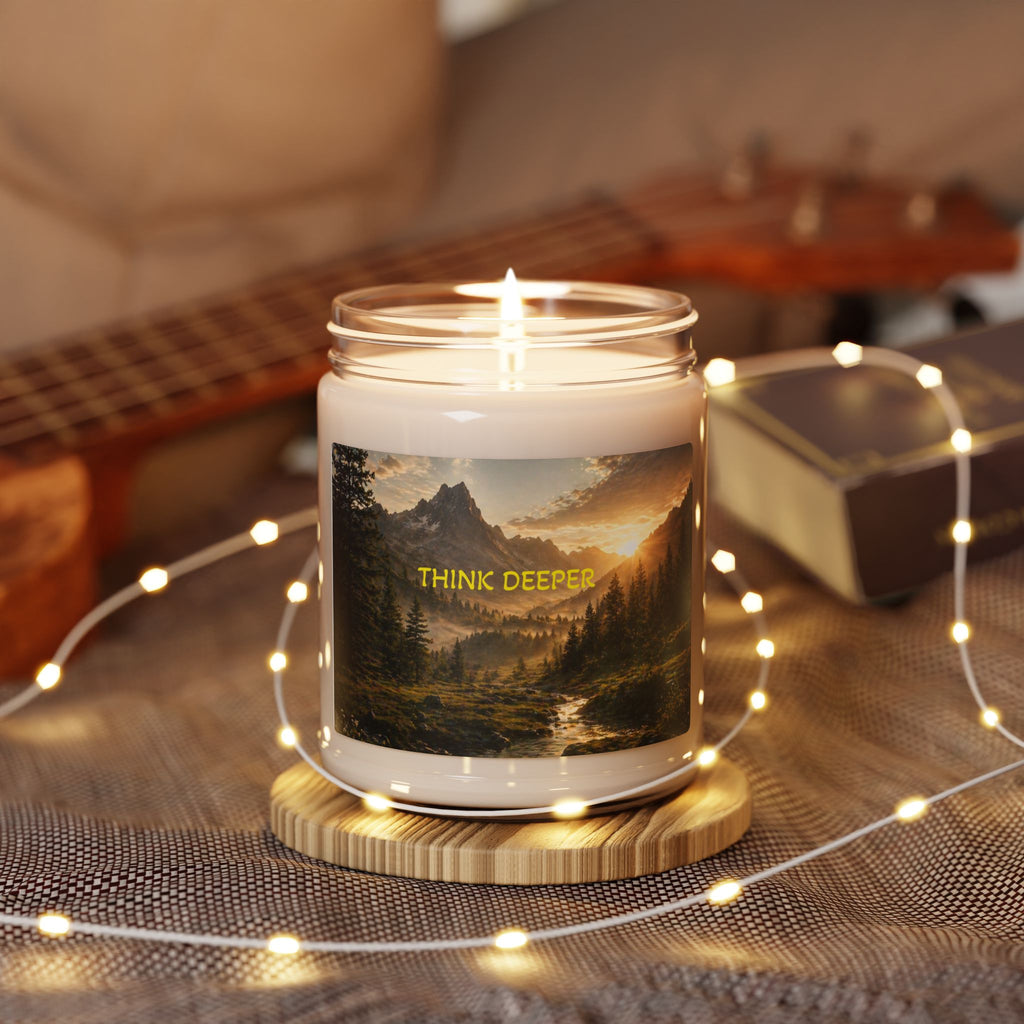 Think Deeper Soy Candle — 9oz Scented Jar Candle with Mountain Landscape Label