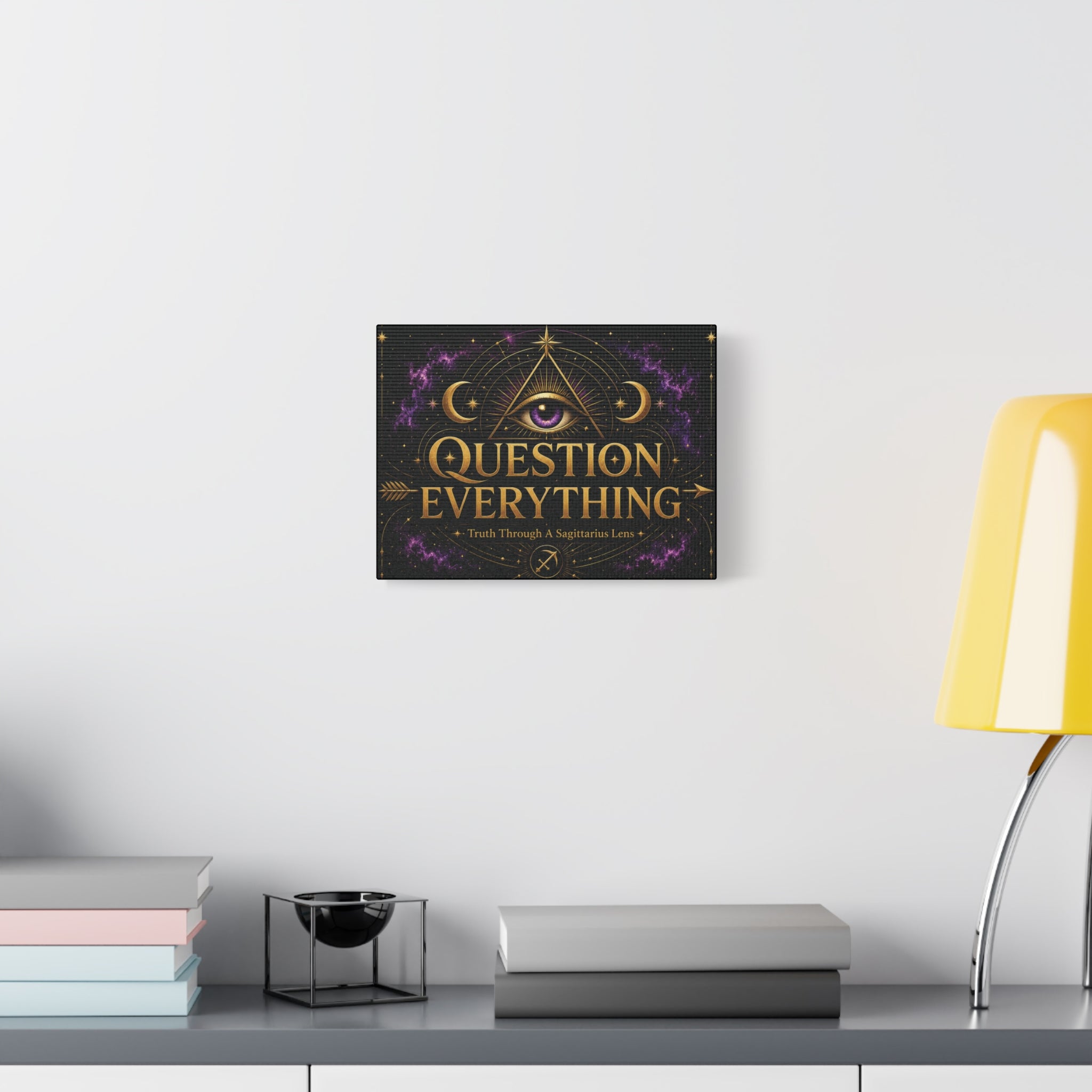 Question Everything Sagittarius Wall Canvas — Mystical Astrology Art
