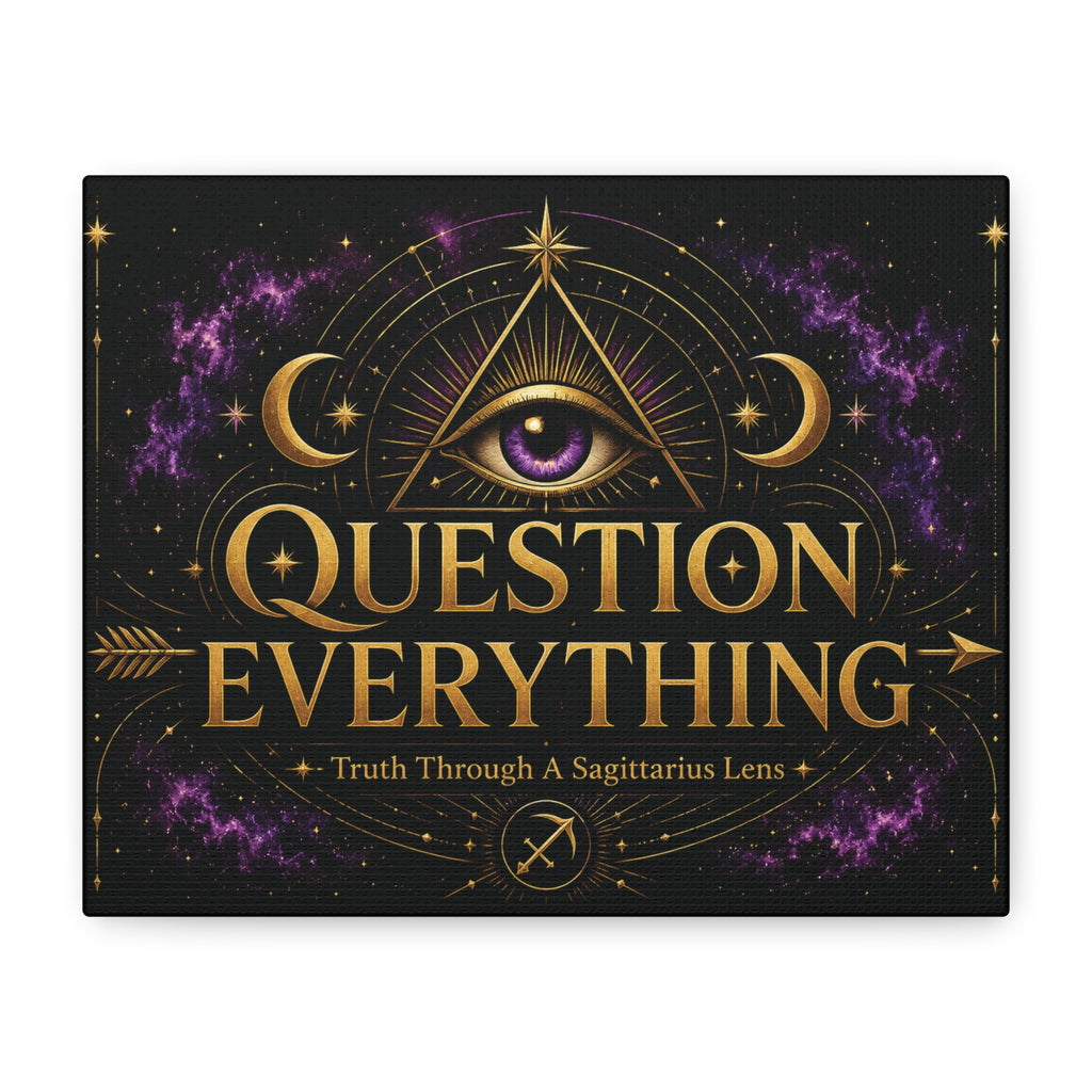 Question Everything Sagittarius Wall Canvas — Mystical Astrology Art