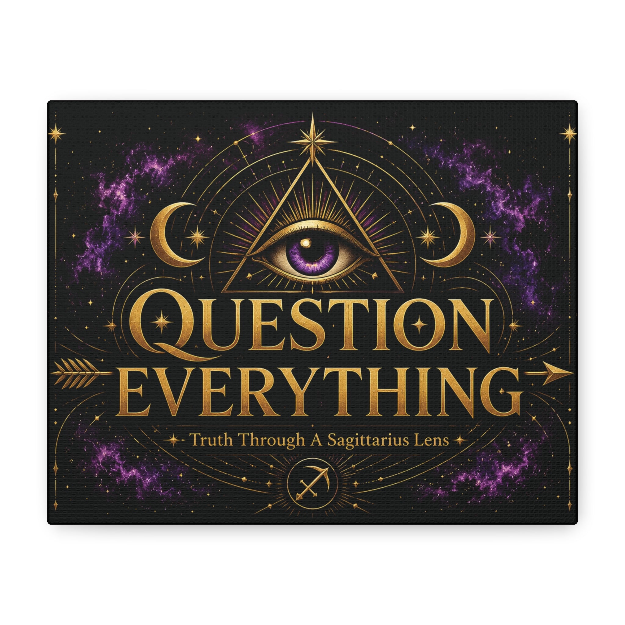 Question Everything Sagittarius Wall Canvas — Mystical Astrology Art