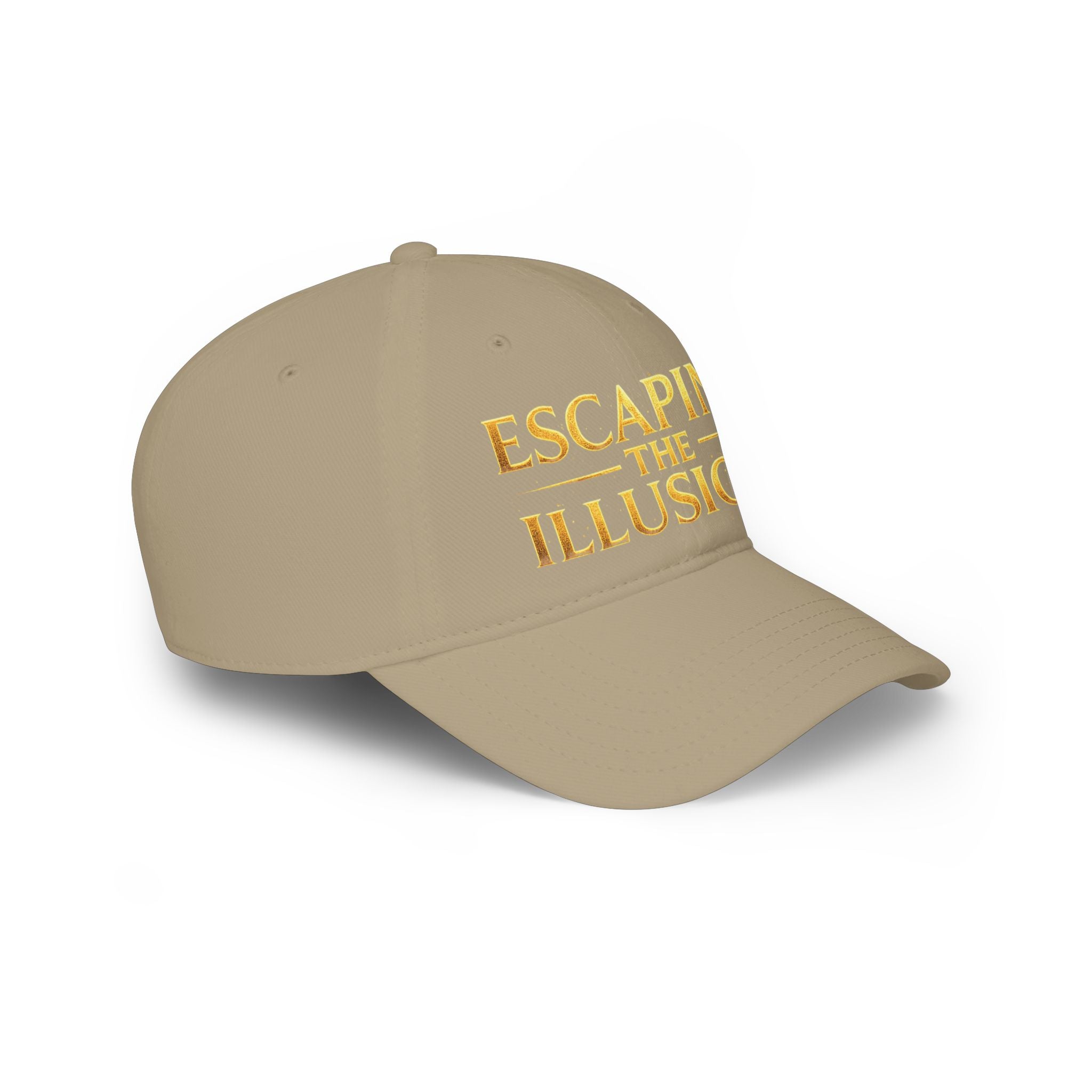 Escaping the Illusion Baseball Cap — Gold Text Low Profile Hat