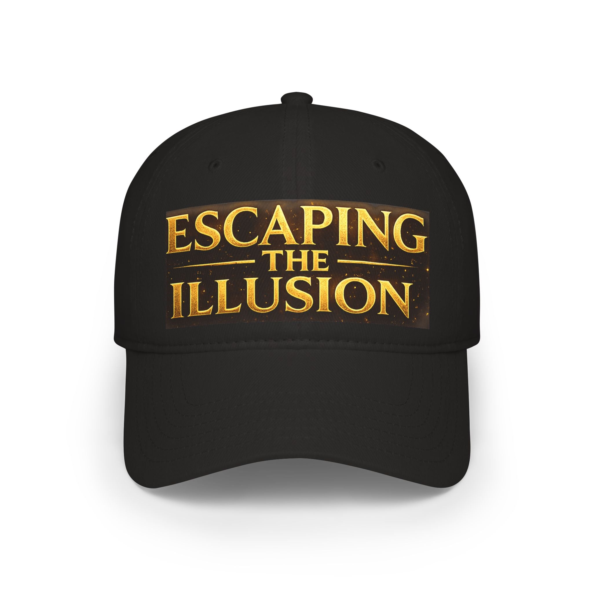 Escaping the Illusion Baseball Cap — Gold Text Low Profile Hat