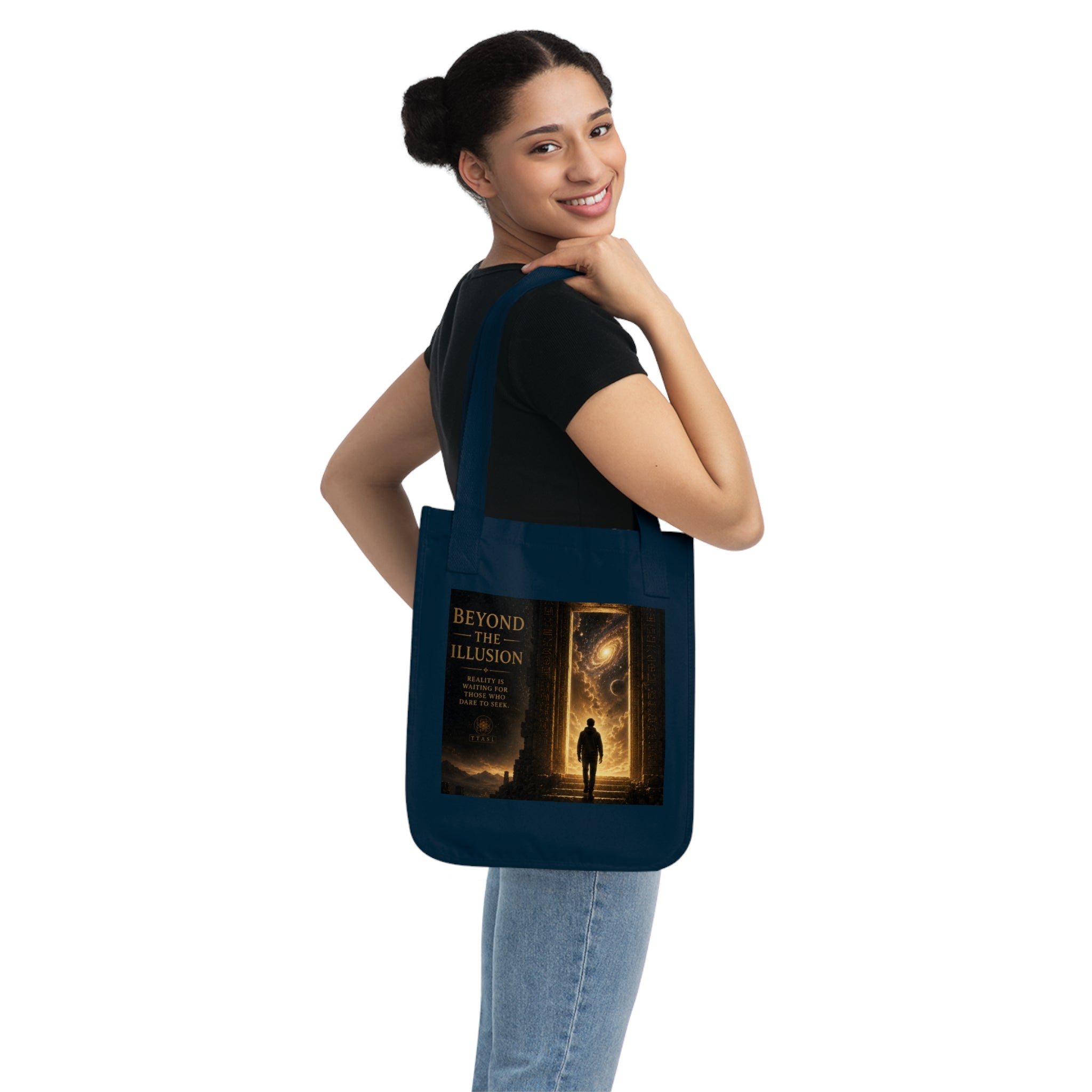 Beyond the Illusion Tote Bag — Cosmic Doorway Organic Canvas Shopper