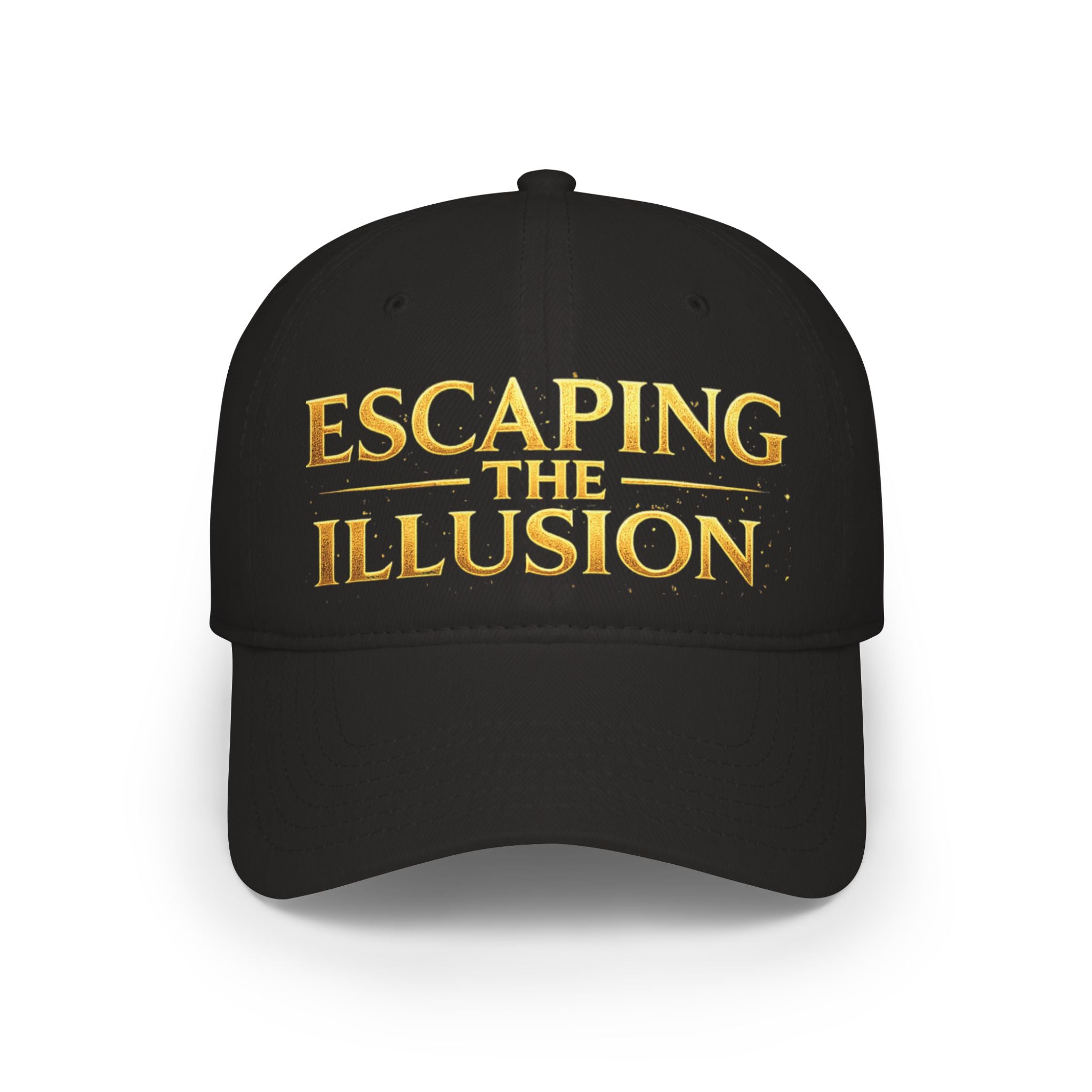 Escaping the Illusion Baseball Cap — Gold Text Low Profile Hat
