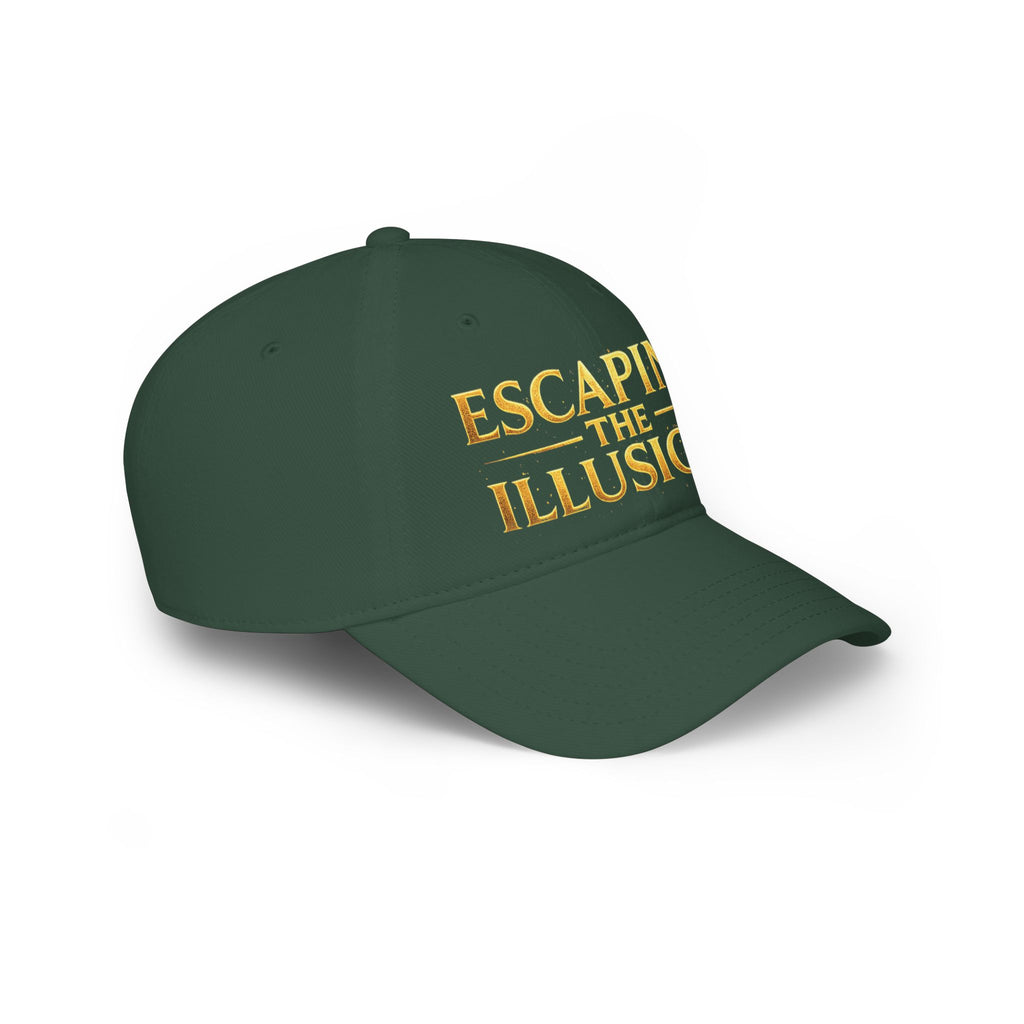 Escaping the Illusion Baseball Cap — Gold Text Low Profile Hat