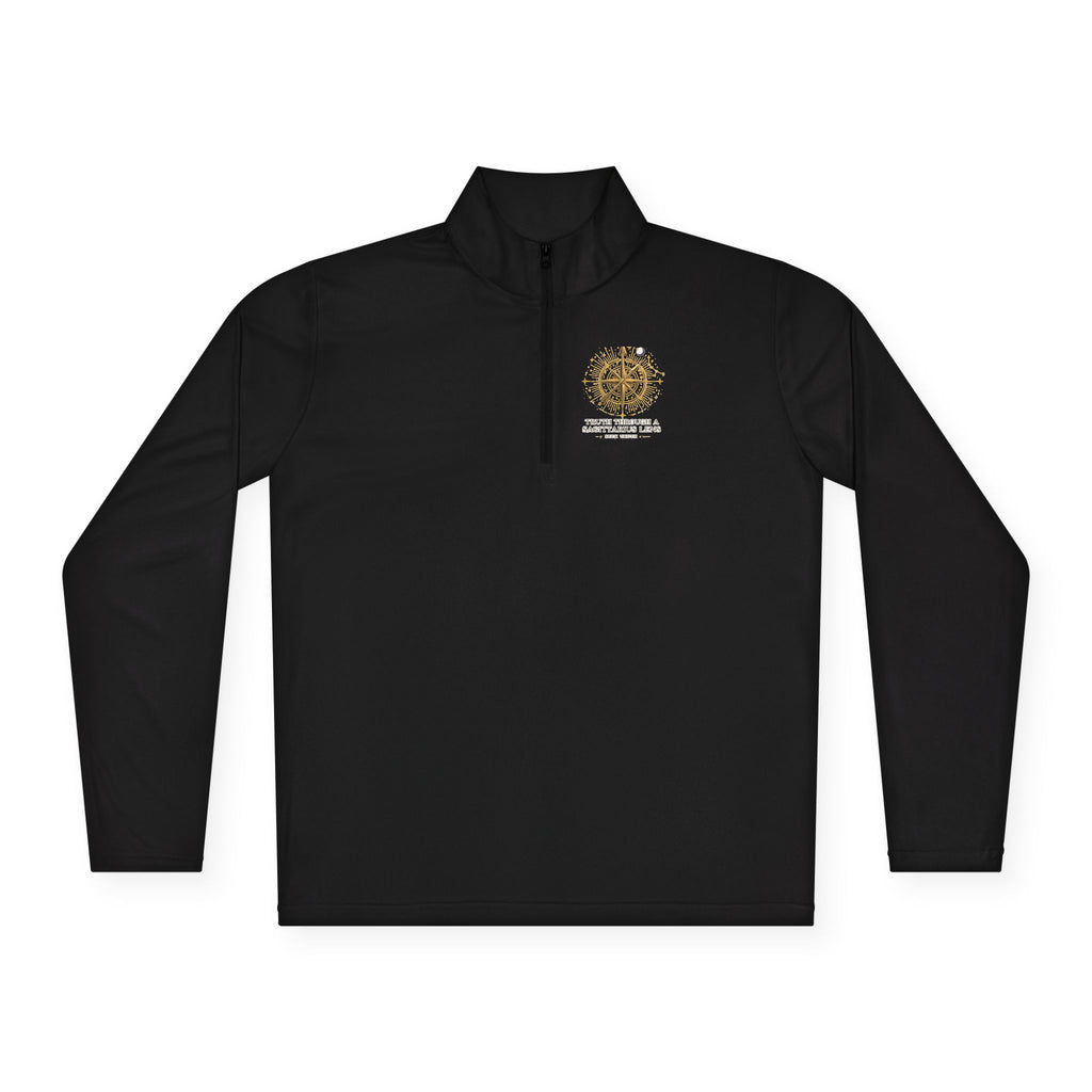 Compass Rose Quarter-Zip Pullover — Vintage Nautical Adventure Design