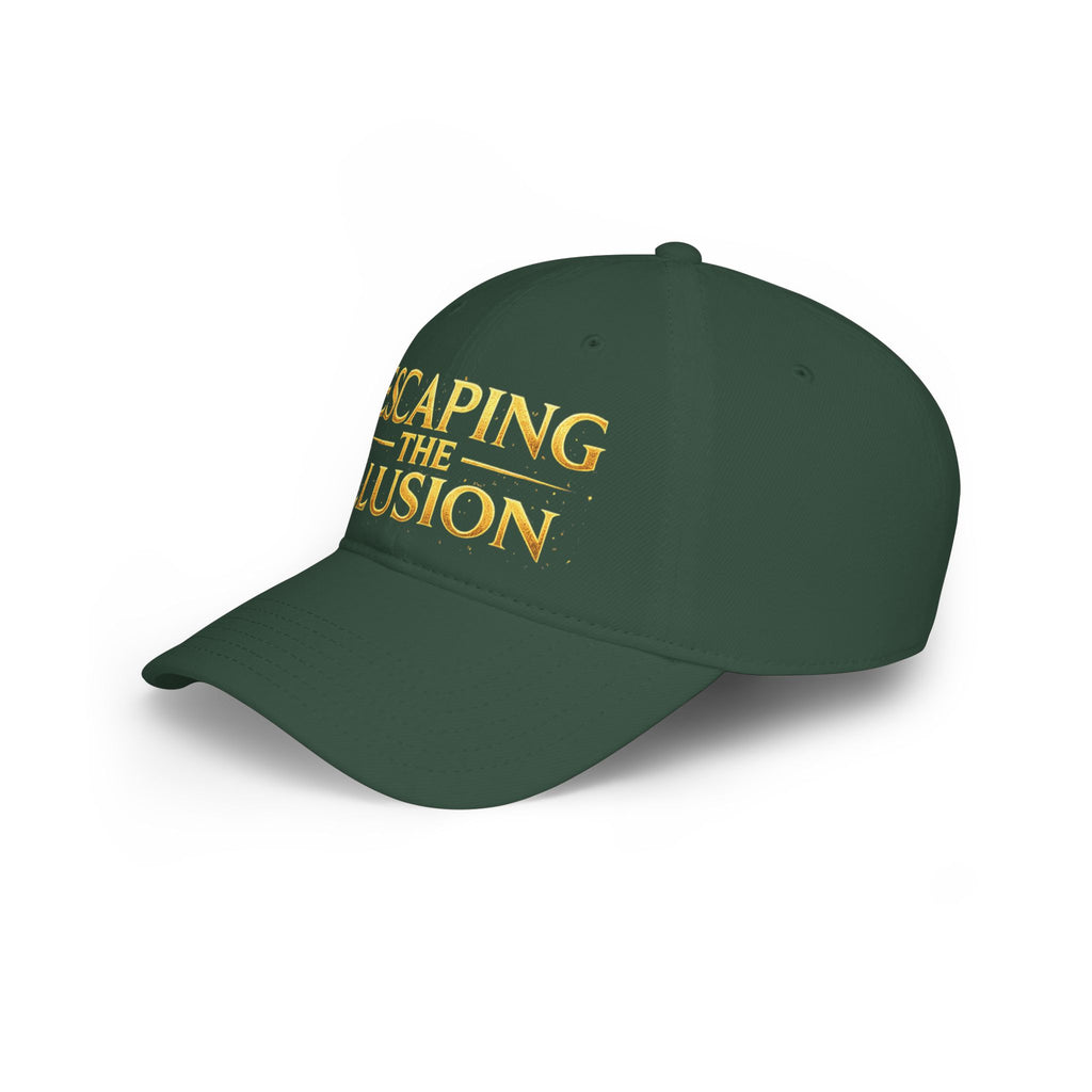 Escaping the Illusion Baseball Cap — Gold Text Low Profile Hat