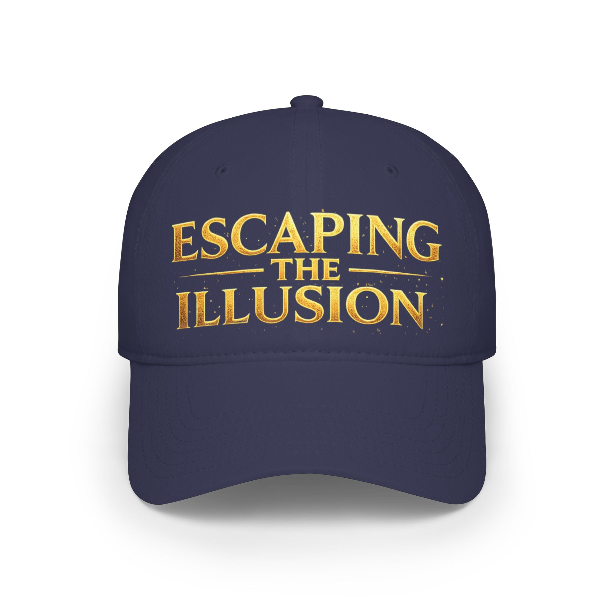 Escaping the Illusion Baseball Cap — Gold Text Low Profile Hat