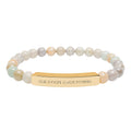 Engraved Natural Stone Stretch Bracelet — Personalized Bar Bead Bracelet
