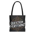 Question Everything? Tote Bag — Mystical Geometric AOP Tote for Skeptics & Truth-Seekers