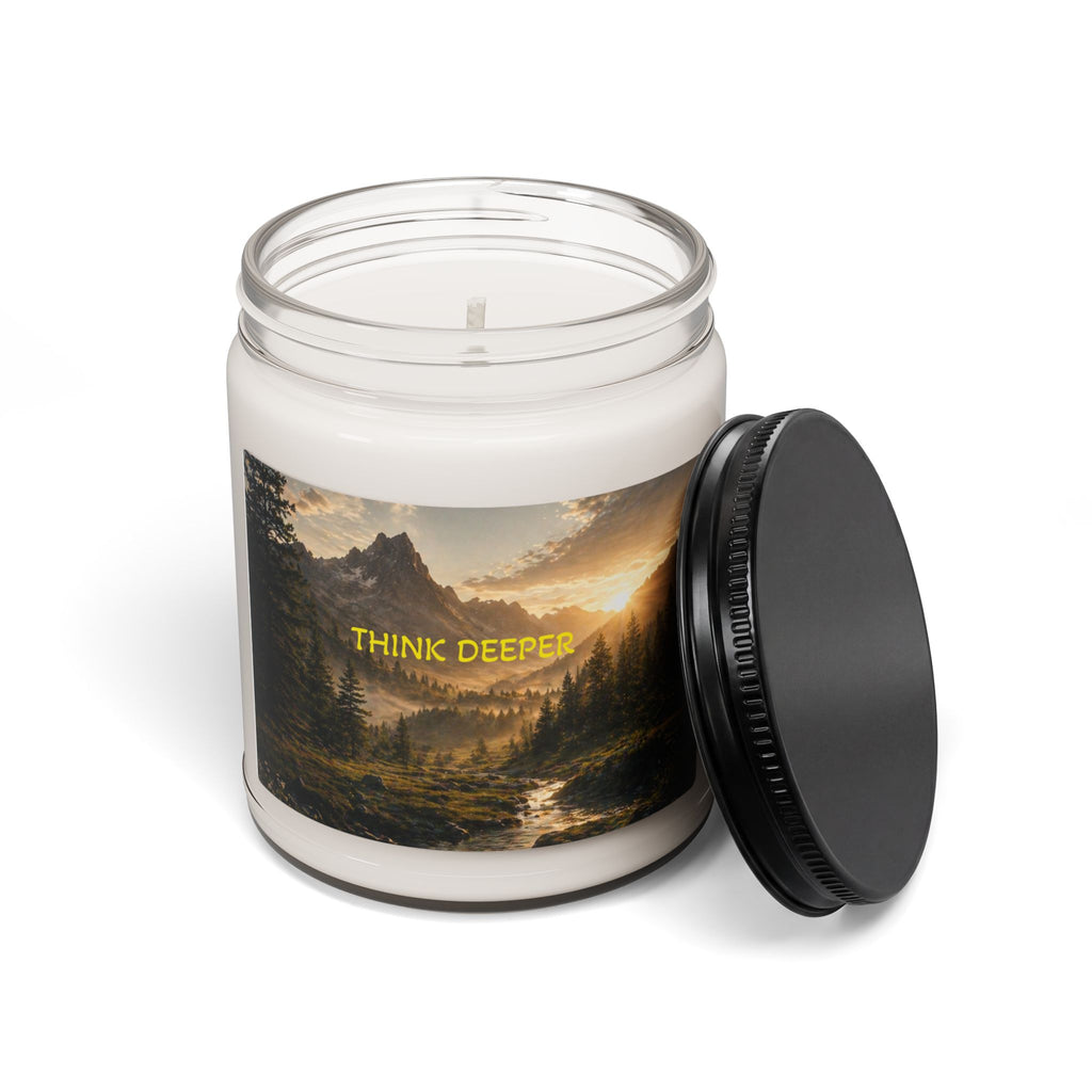 Think Deeper Soy Candle — 9oz Scented Jar Candle with Mountain Landscape Label