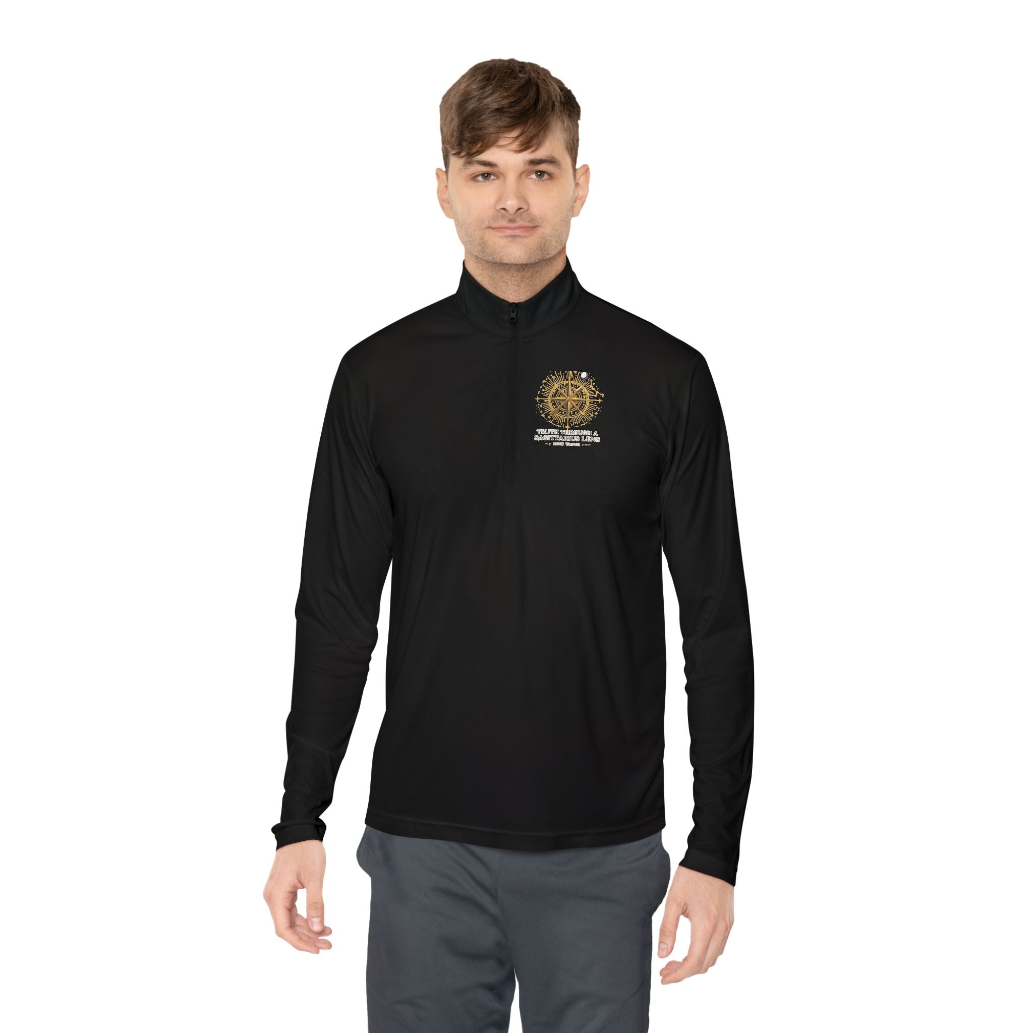 Compass Rose Quarter-Zip Pullover — Vintage Nautical Adventure Design