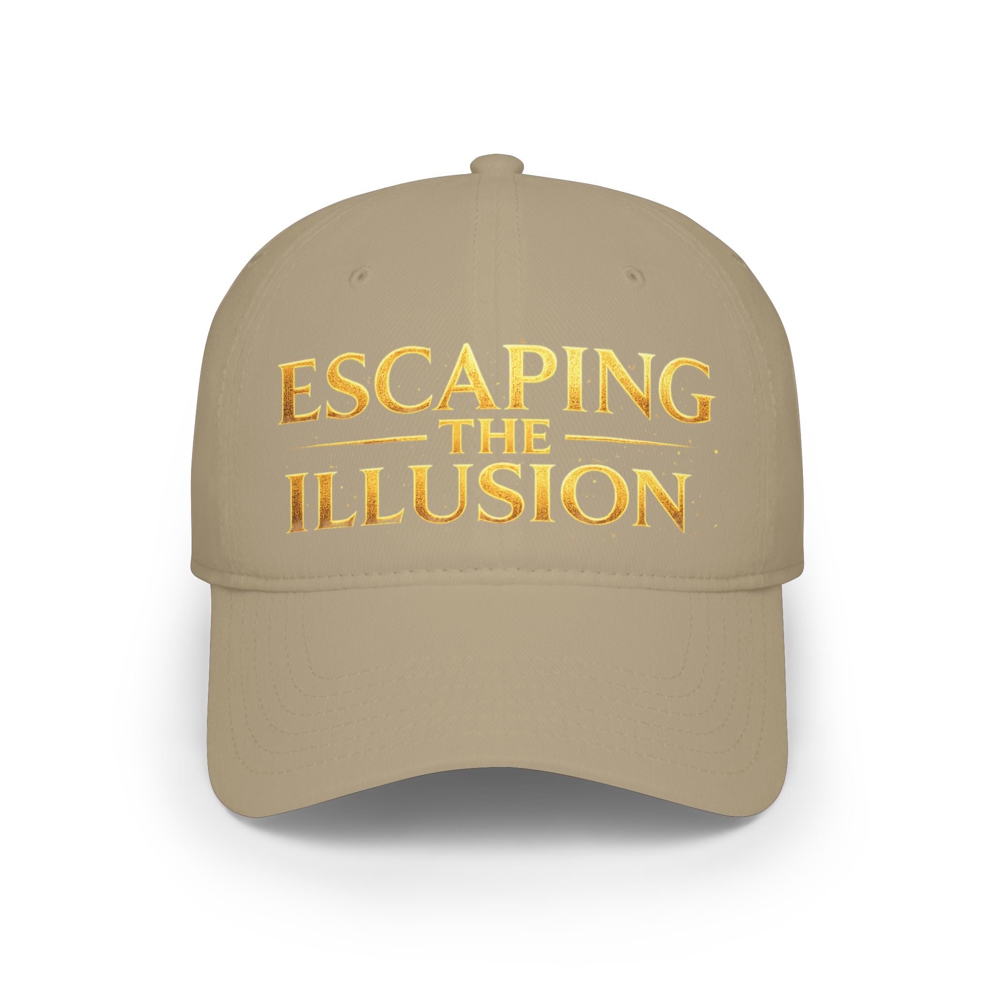 Escaping the Illusion Baseball Cap — Gold Text Low Profile Hat