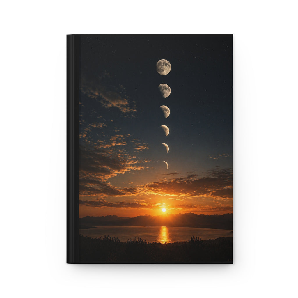 Sunset Moon Phases Hardcover Journal — "What if time was never lost... only rewritten?"