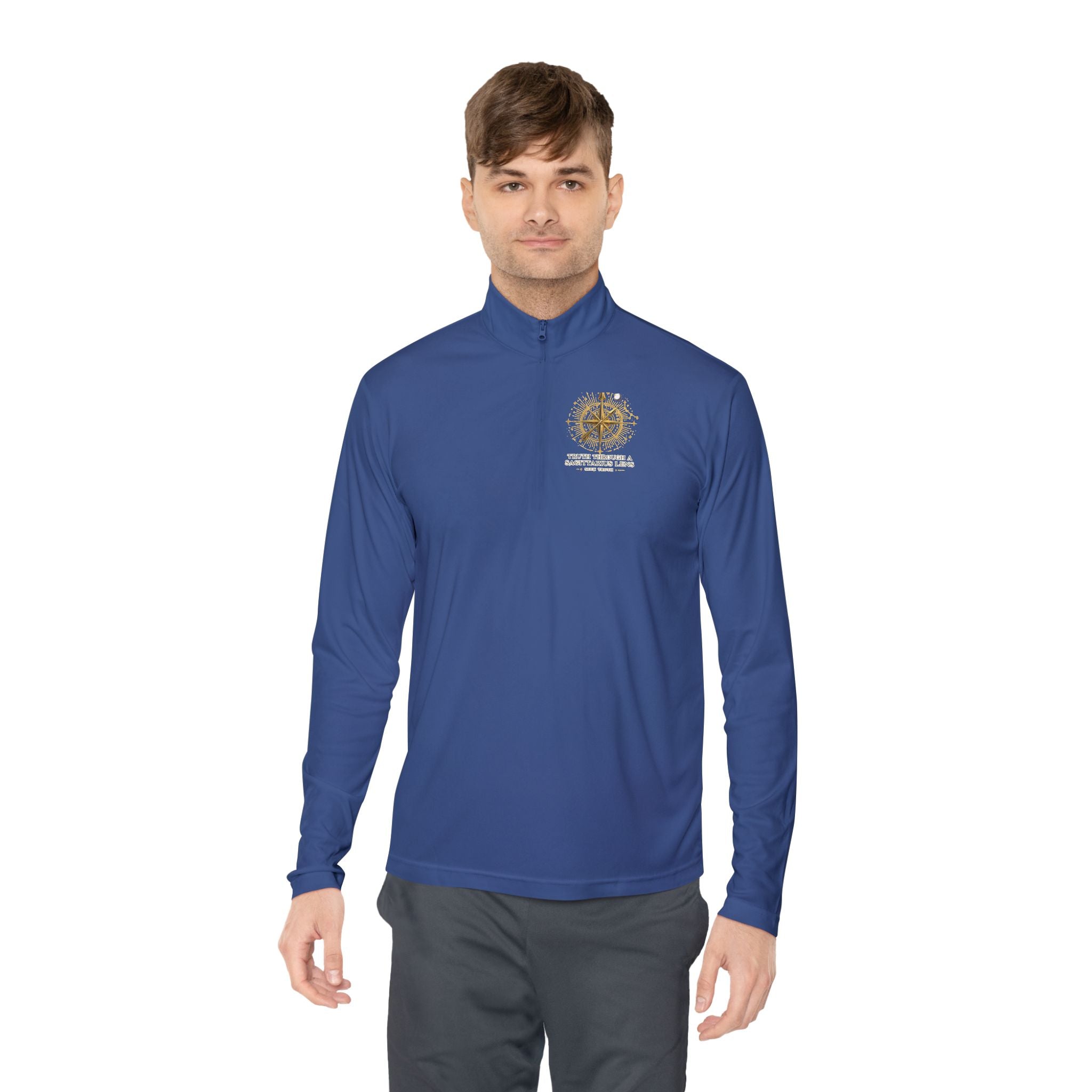 Compass Rose Quarter-Zip Pullover — Vintage Nautical Adventure Design