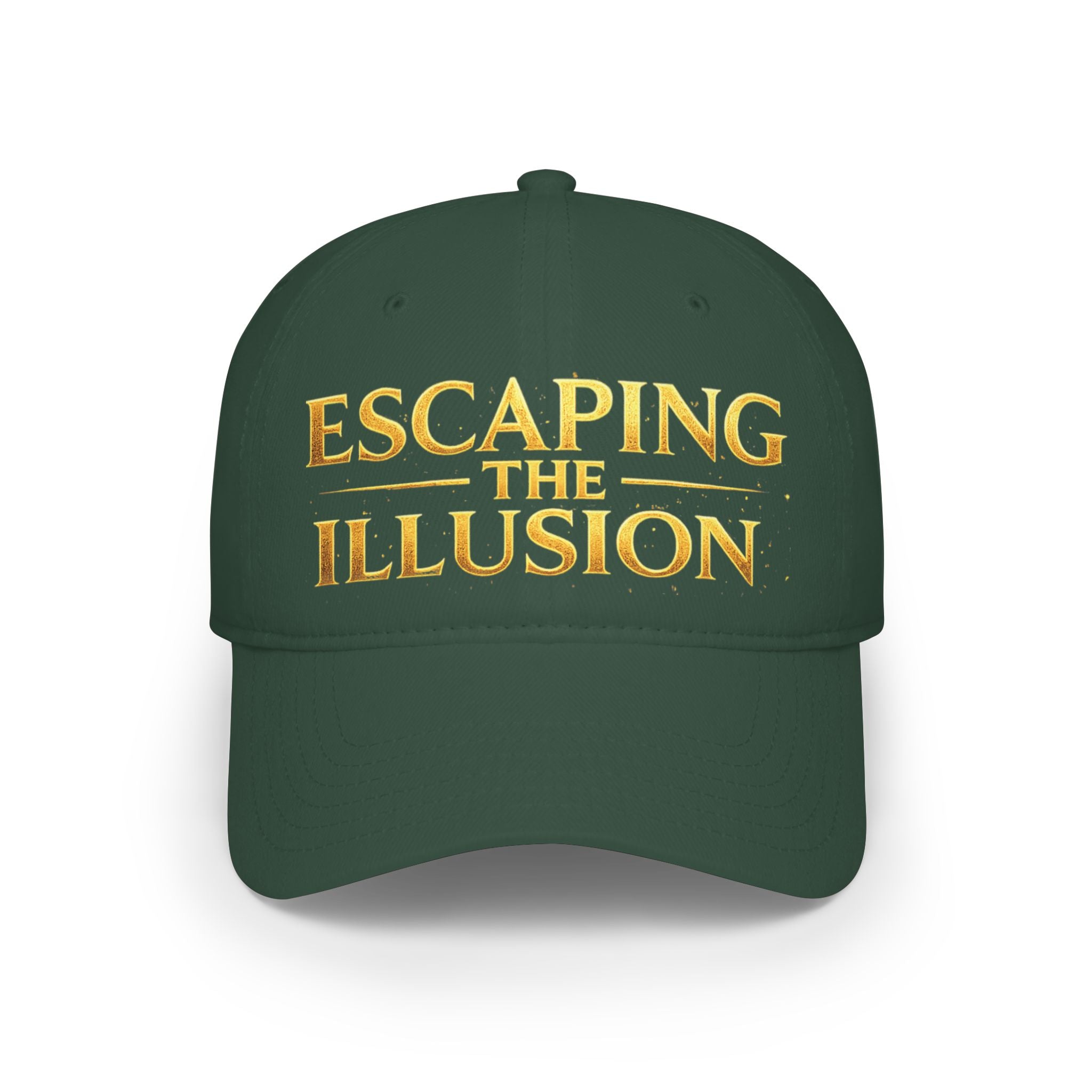 Escaping the Illusion Baseball Cap — Gold Text Low Profile Hat