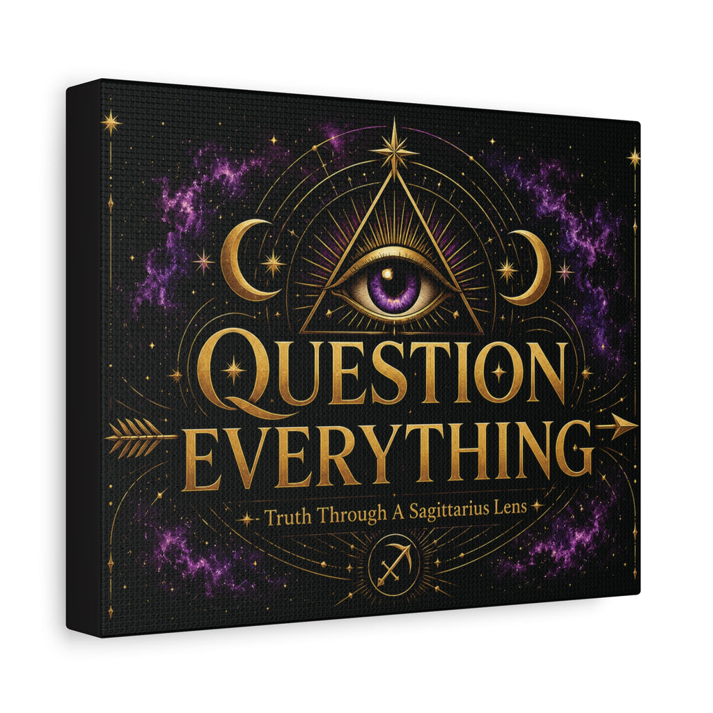Question Everything Sagittarius Wall Canvas — Mystical Astrology Art