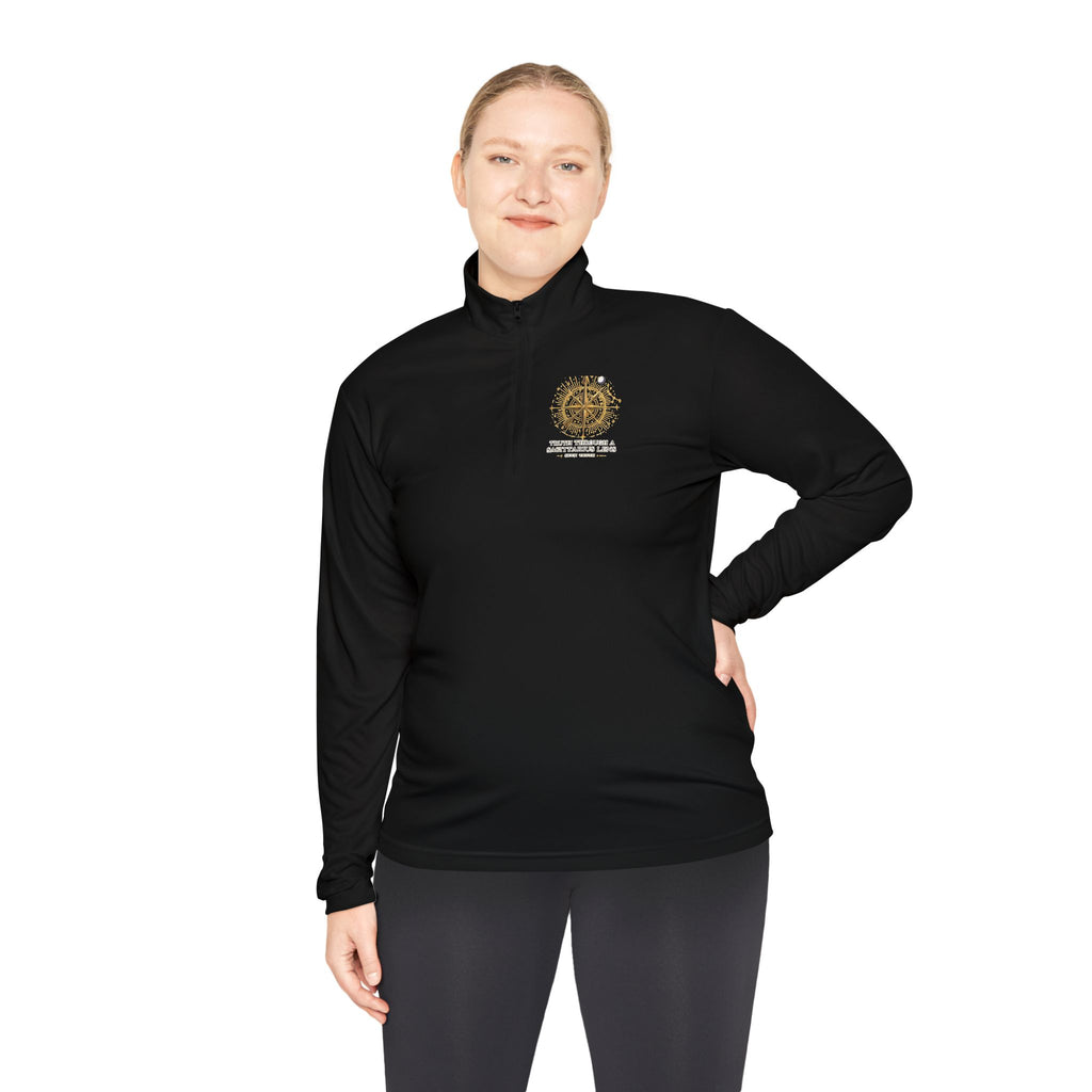 Compass Rose Quarter-Zip Pullover — Vintage Nautical Adventure Design