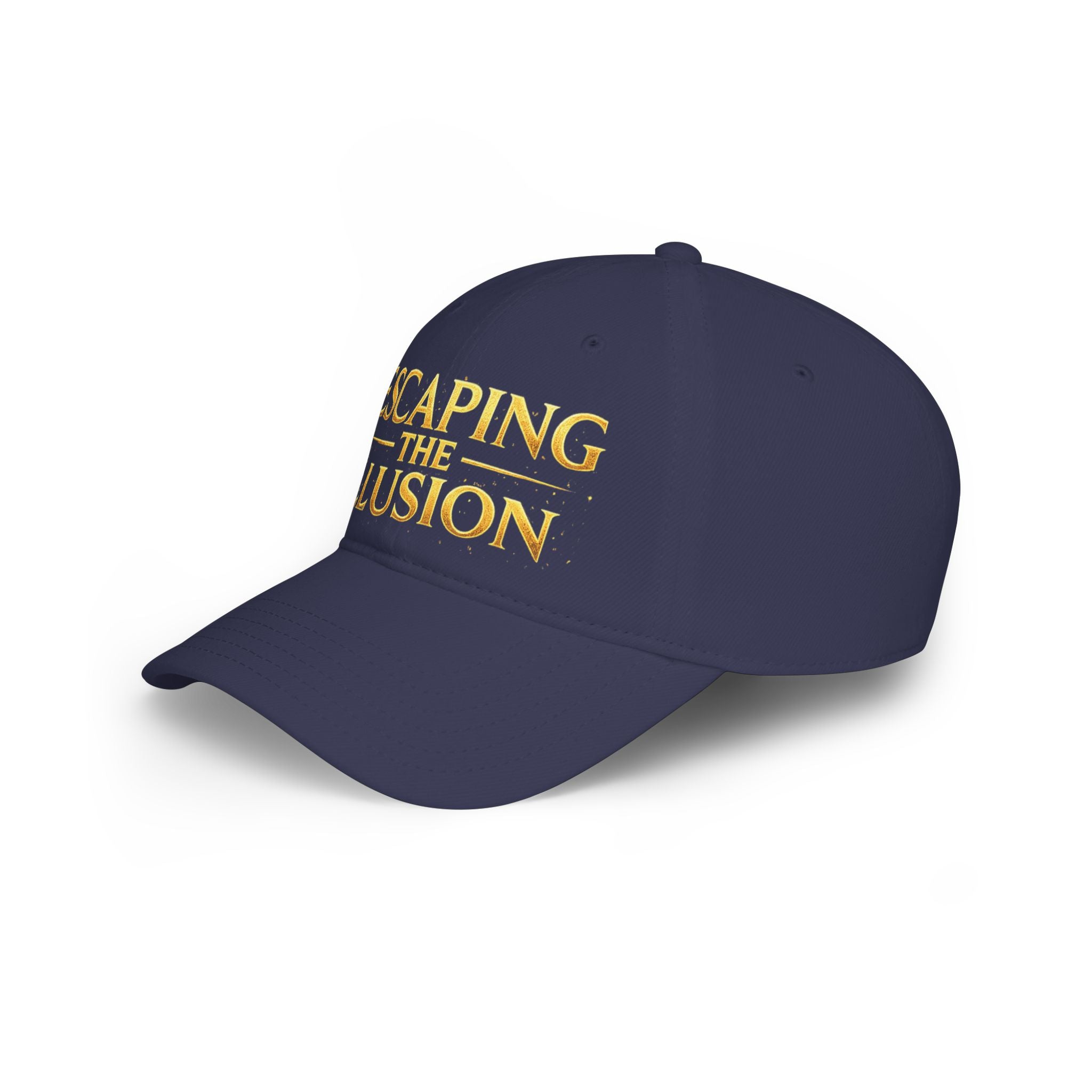 Escaping the Illusion Baseball Cap — Gold Text Low Profile Hat
