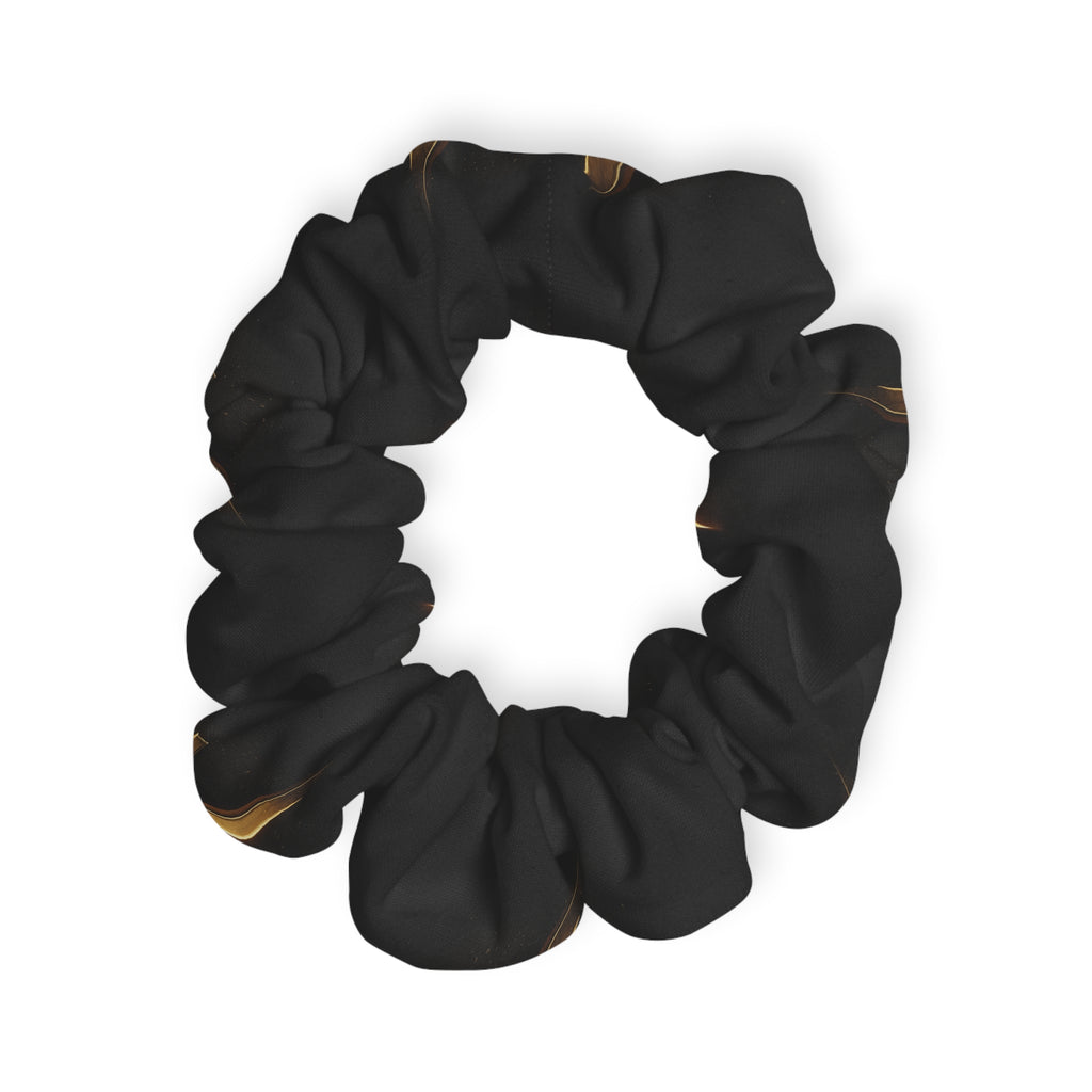 Black & Gold Flame Scrunchie – Stylish Metallic Accent Hair Accessory
