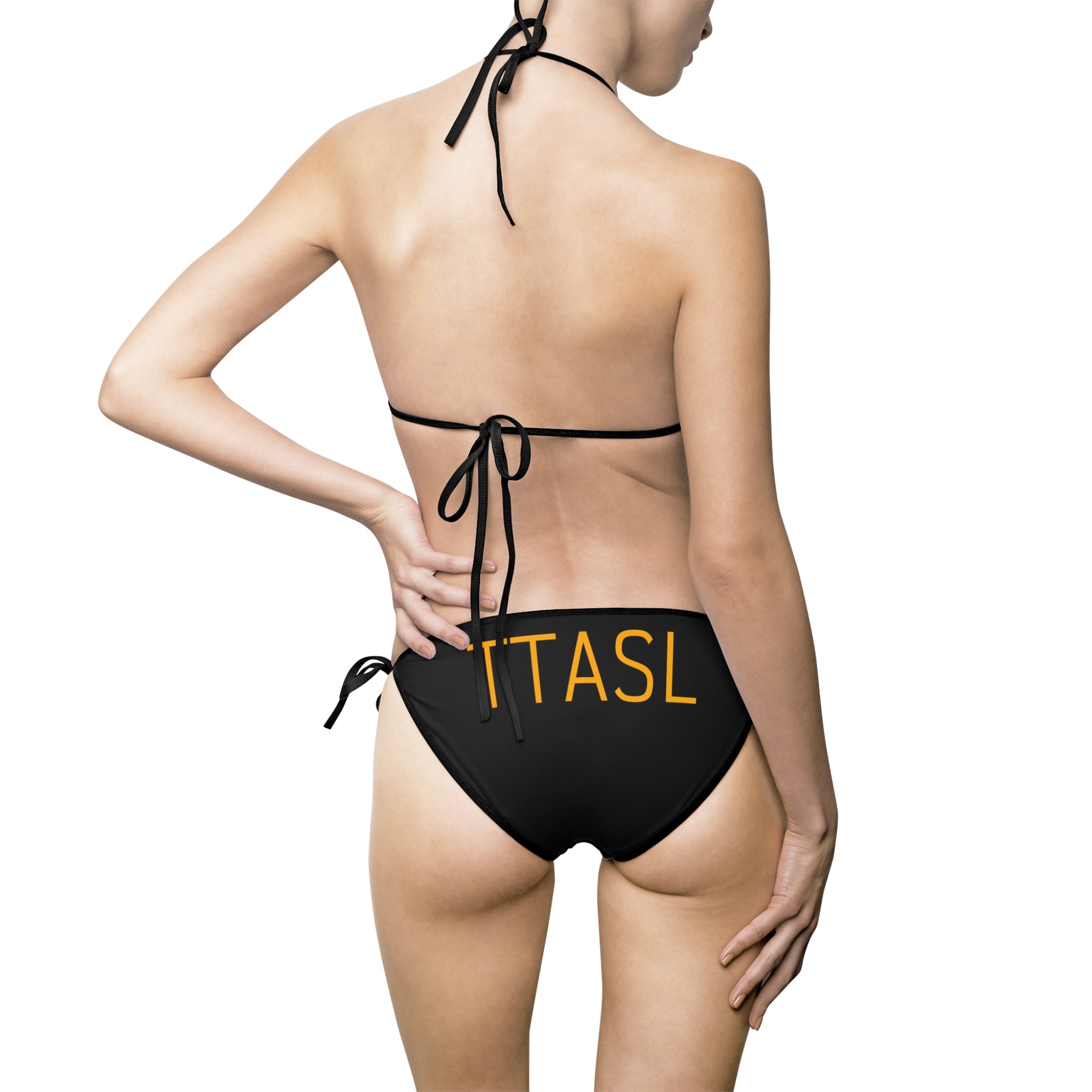 Think Deeper Bikini Swimsuit — Black Spiritual Graphic Two-Piece