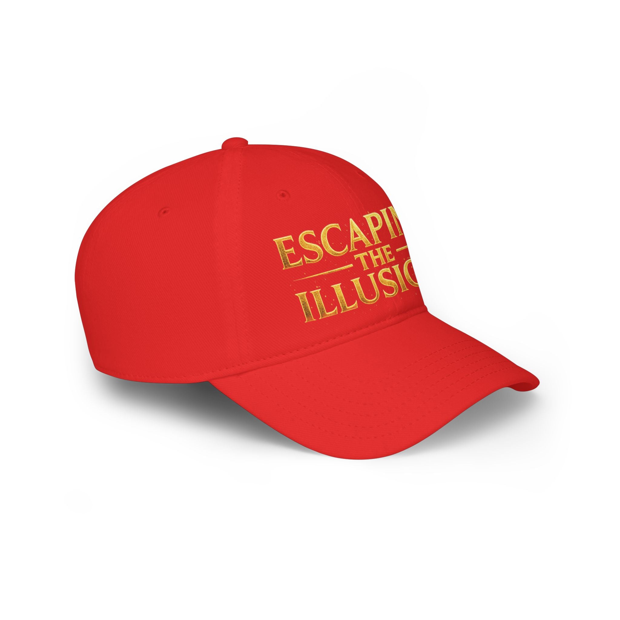 Escaping the Illusion Baseball Cap — Gold Text Low Profile Hat